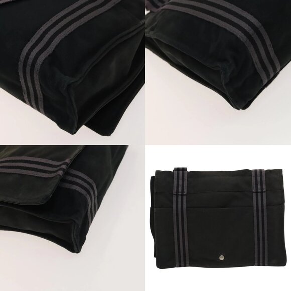 HERMES Fourre Tout Bassas MM Shoulder Bag Canvas Black Auth - Picture 13 of 14